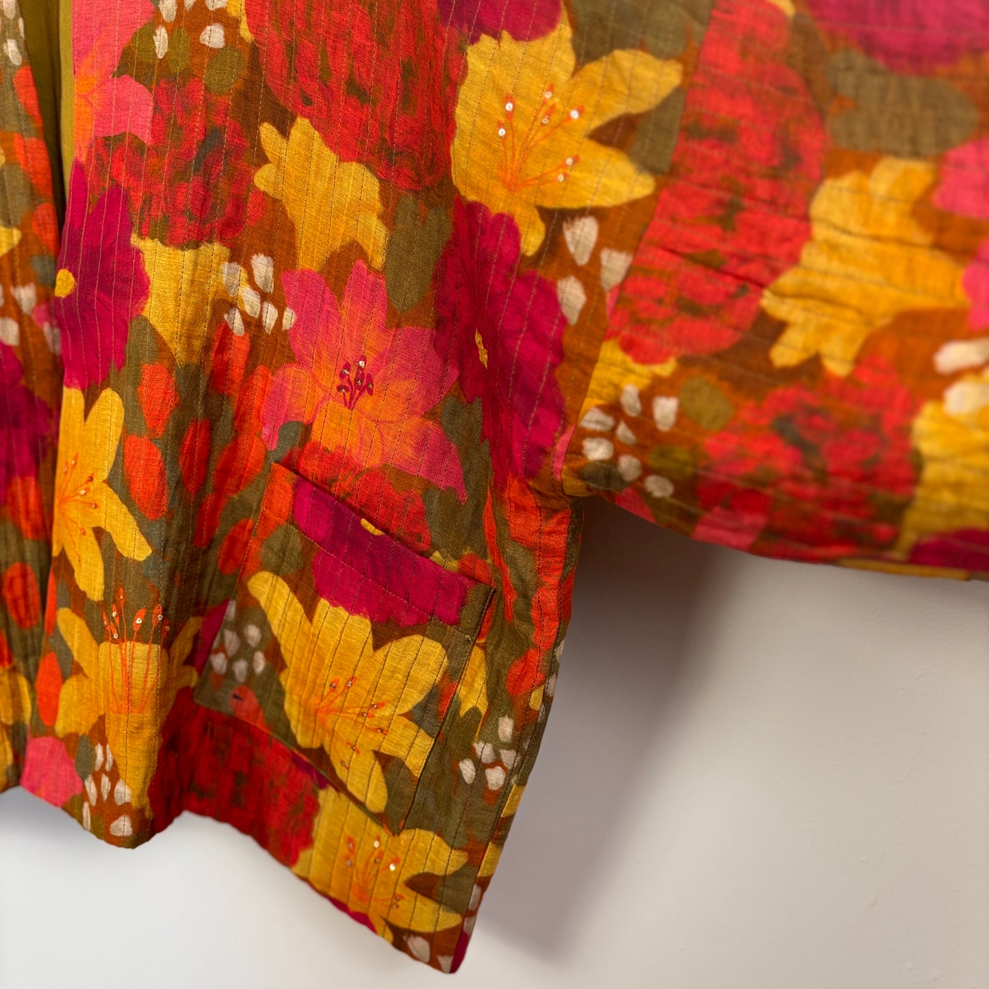 Neeru Kumar  ~  Quilted Open Crop Jacket - Multi Floral