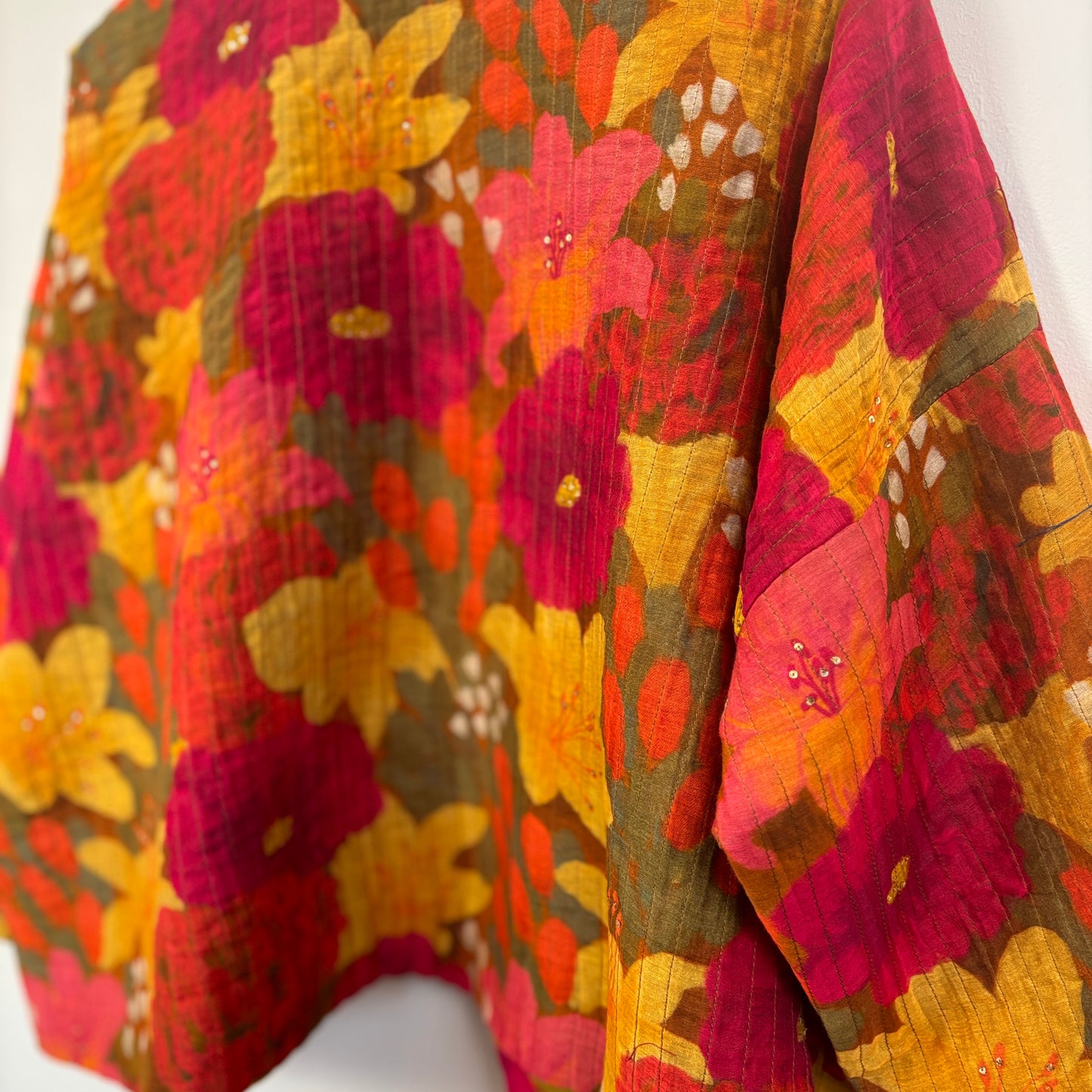 Neeru Kumar  ~  Quilted Open Crop Jacket - Multi Floral