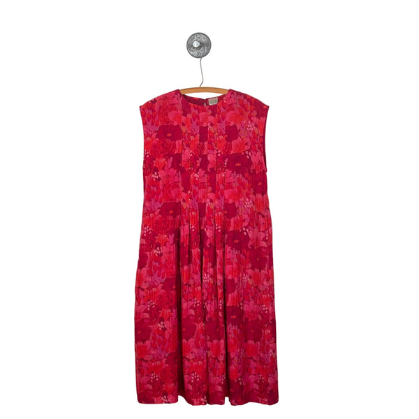 Neeru Kumar  ~  Sleeveless Pleat Front Dress - Pink Floral