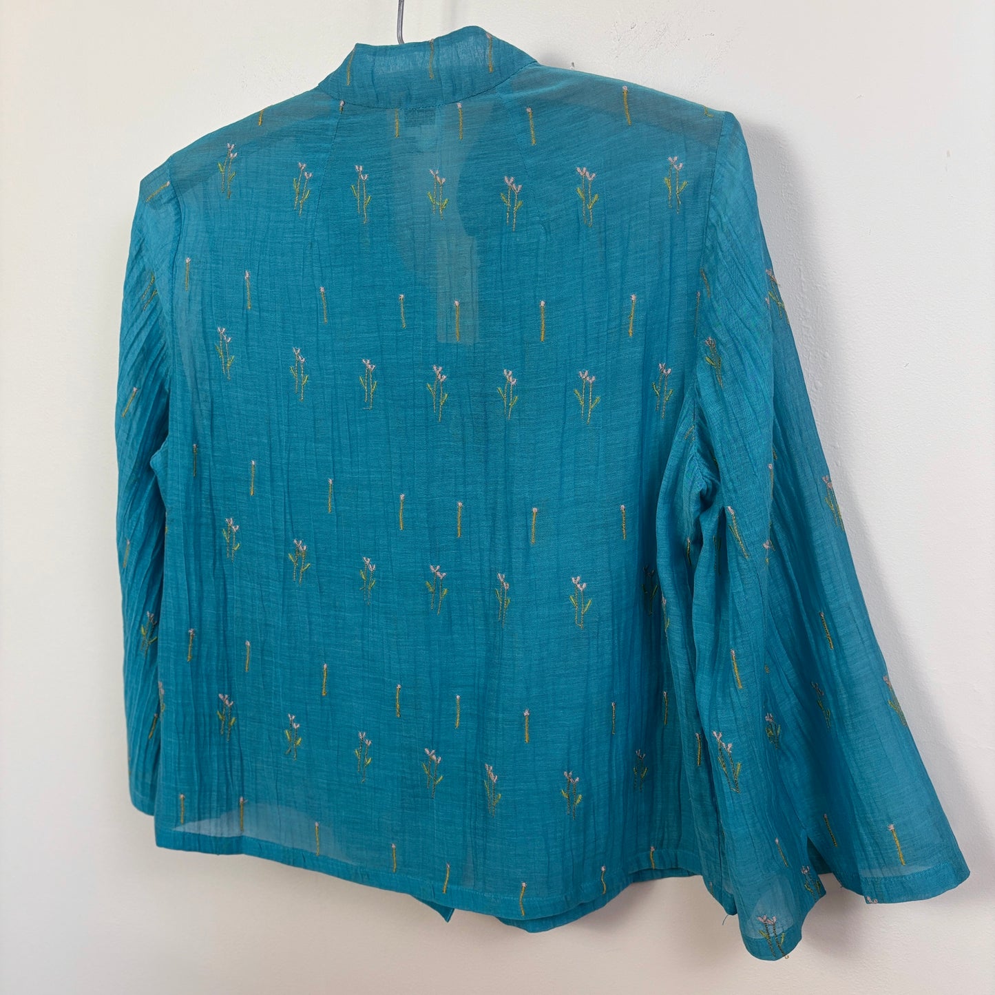 Neeru Kumar  ~  Flared Collar Shirt with Pockets - Turquoise