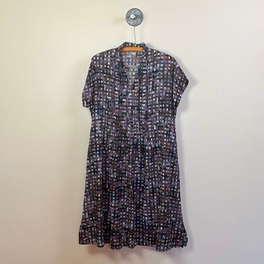 Neeru Kumar  ~  V-Neck Tuck Front Dress - Multi Checks