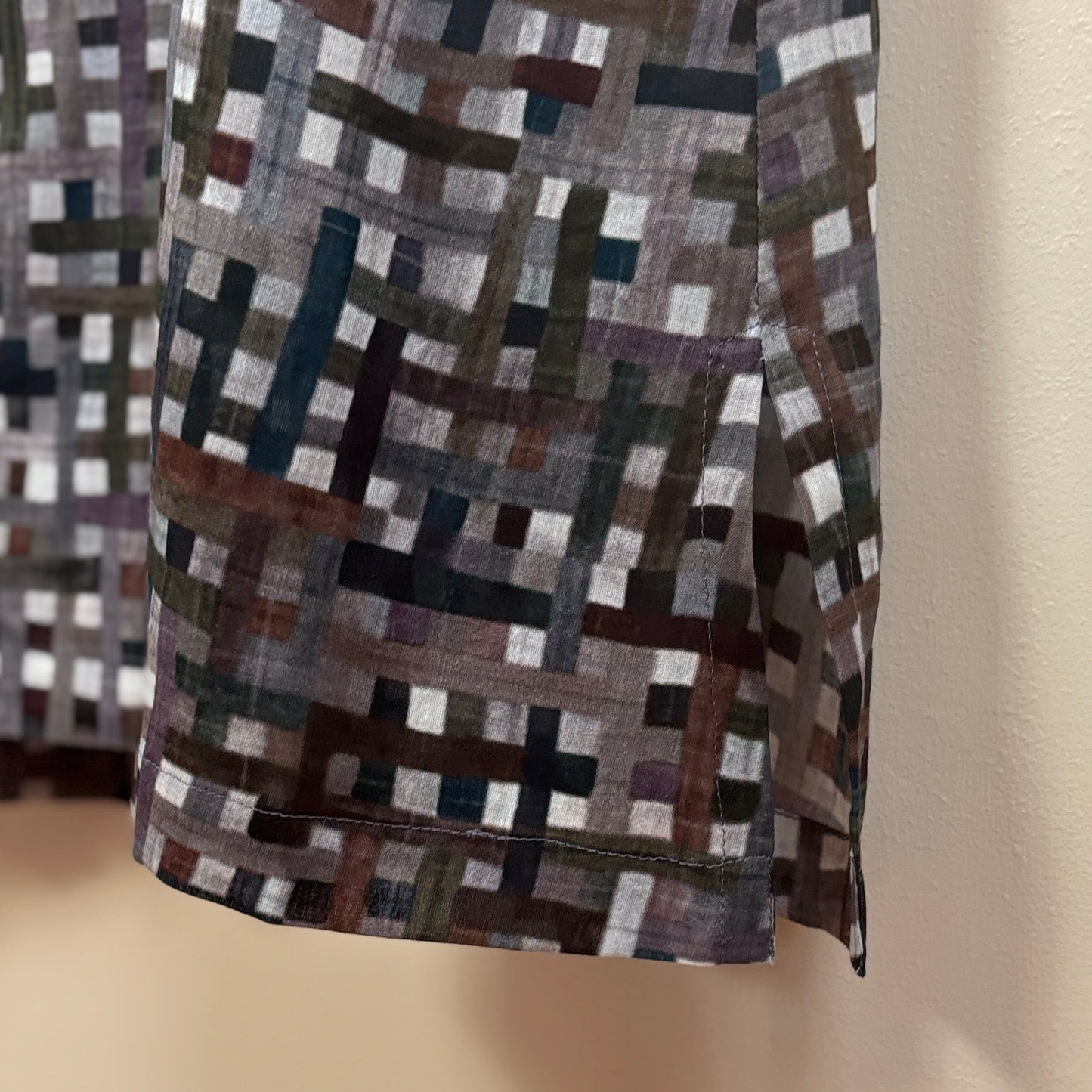 Neeru Kumar  ~  V-Neck Tuck Front Dress - Multi Checks