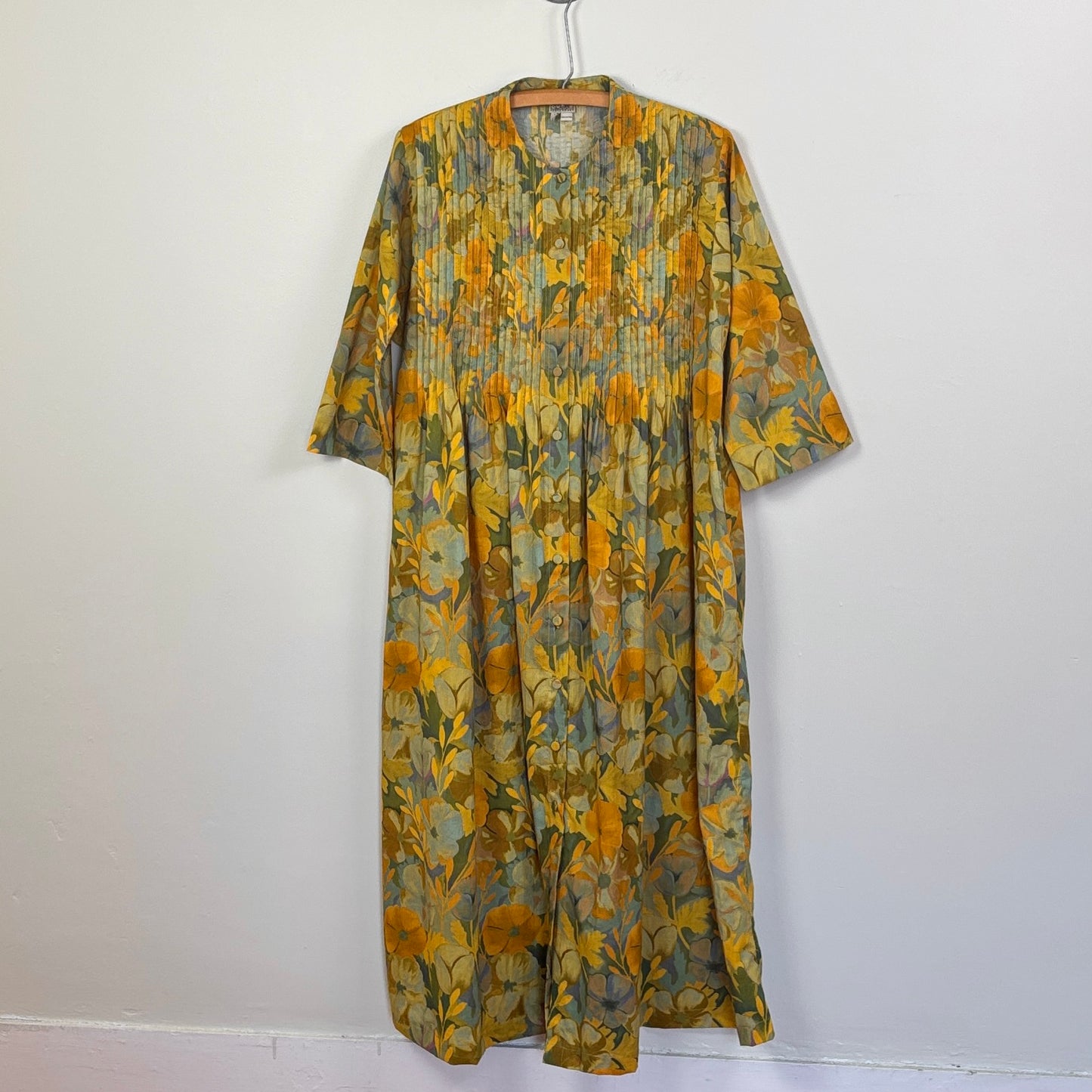Neeru Kumar  ~  Round Neck Button Front Dress - Yellow Multi