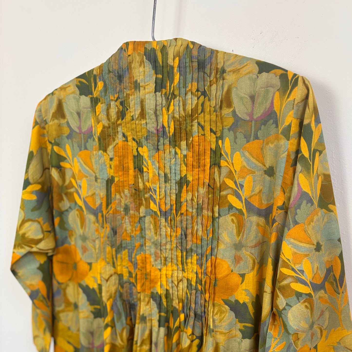 Neeru Kumar  ~  Round Neck Button Front Dress - Yellow Multi