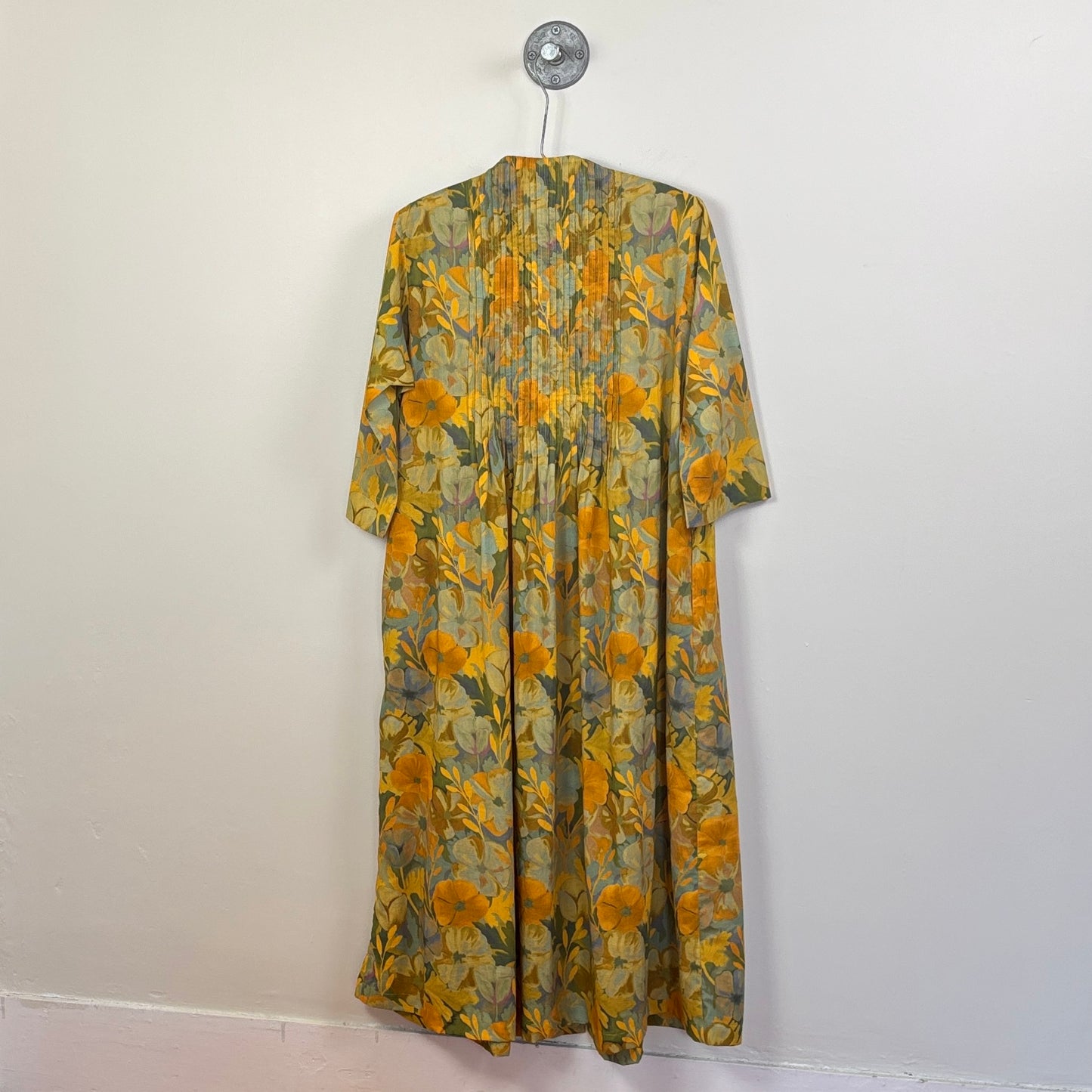 Neeru Kumar  ~  Round Neck Button Front Dress - Yellow Multi