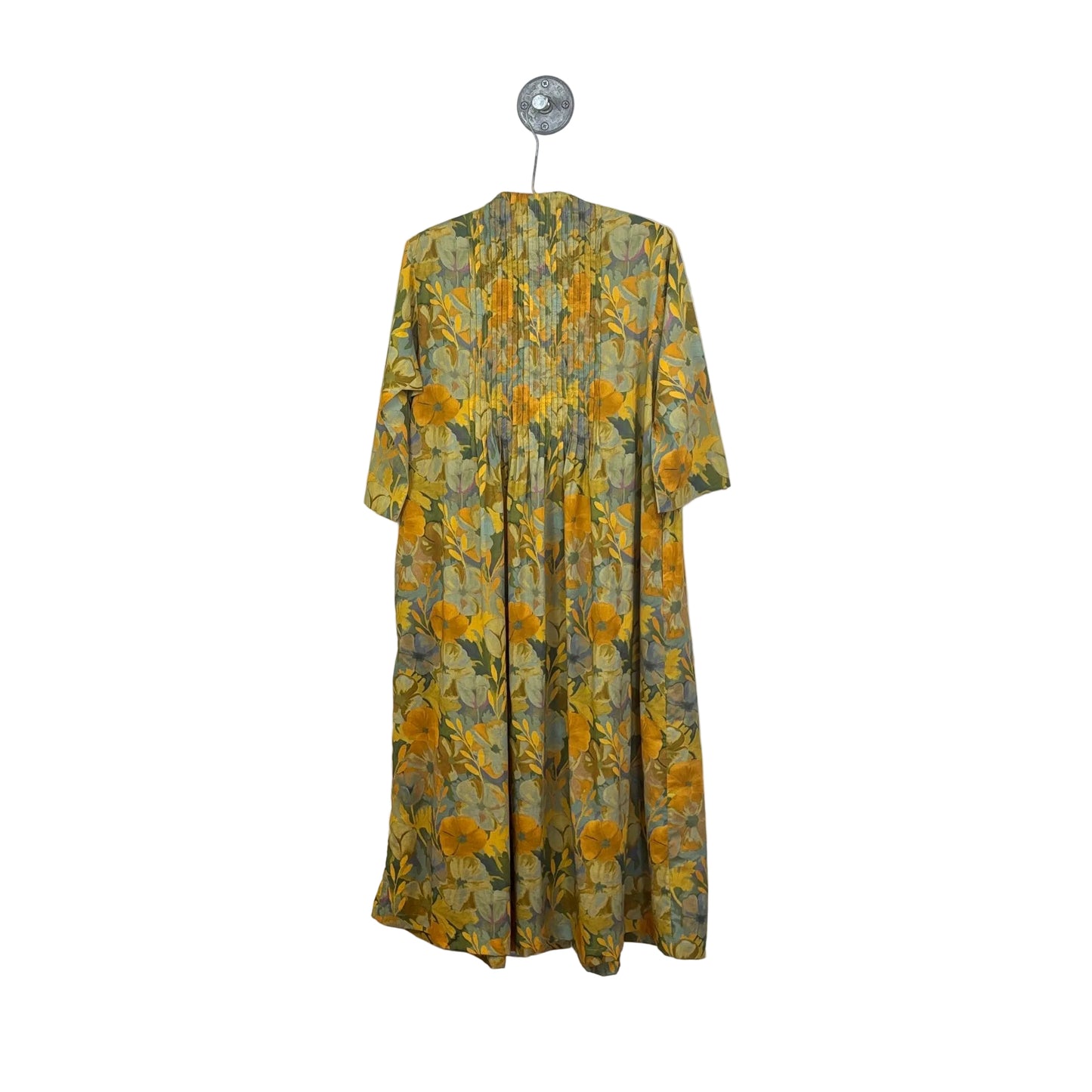 Neeru Kumar  ~  Round Neck Button Front Dress - Yellow Multi