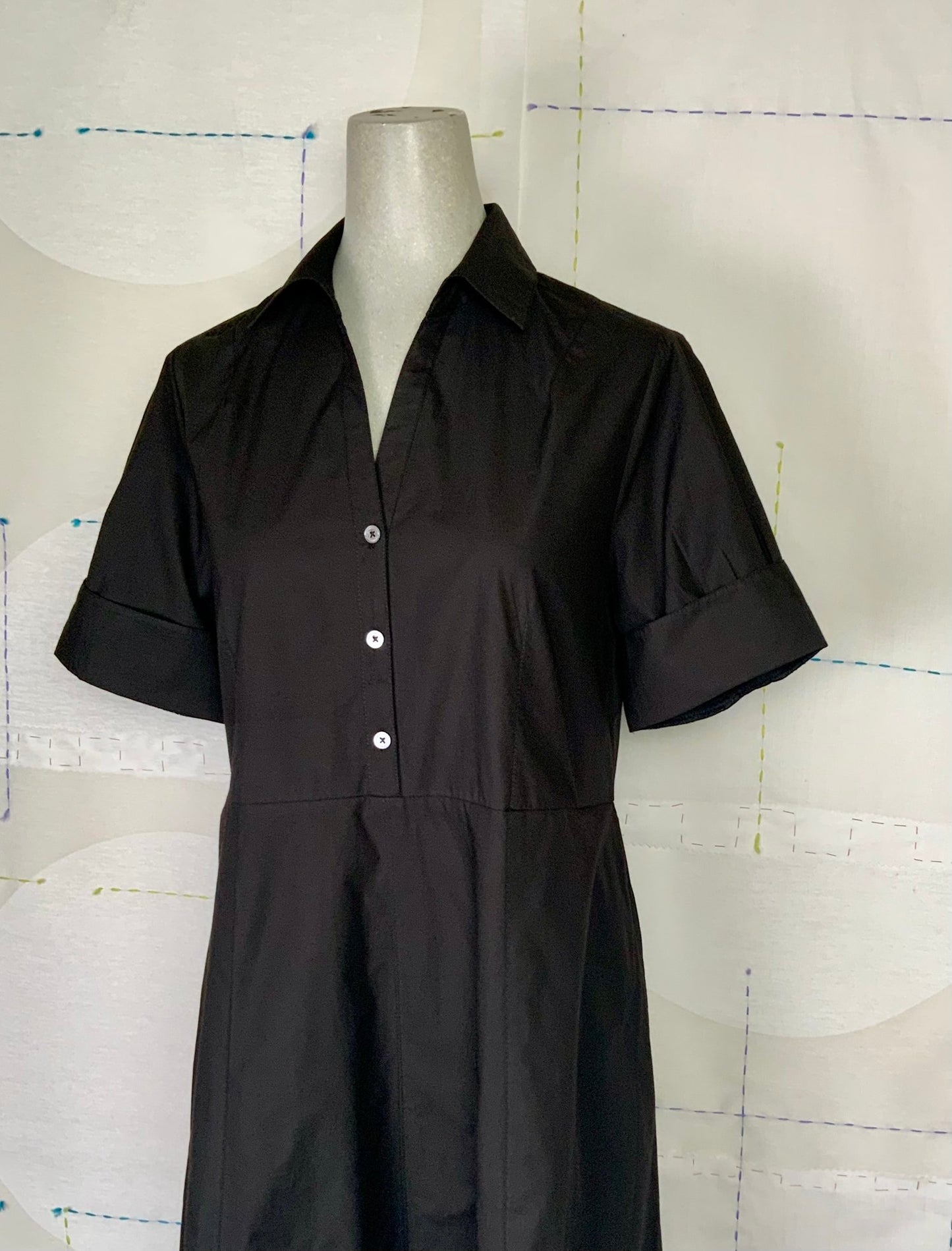 Lilla P. Collared Maxi Dress-Black Colorblock
