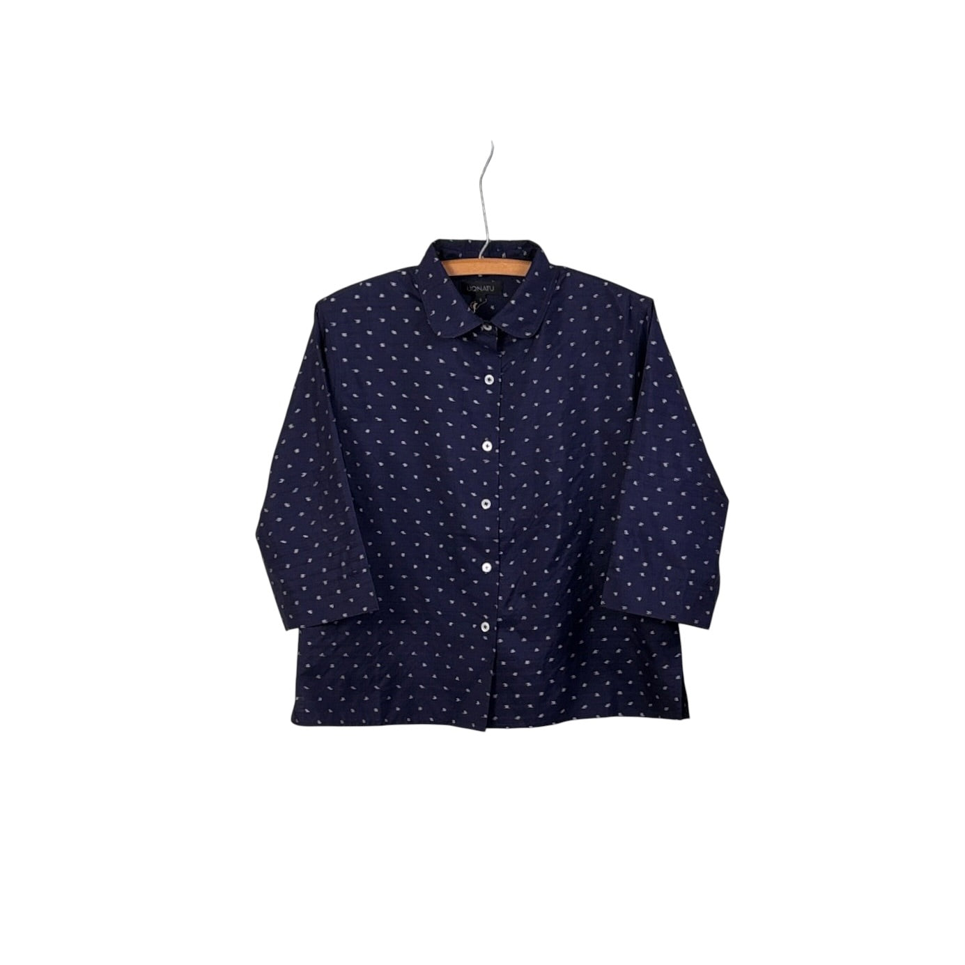 Uqnatu  ~  Camp Shirt - Navy Ikat Dot
