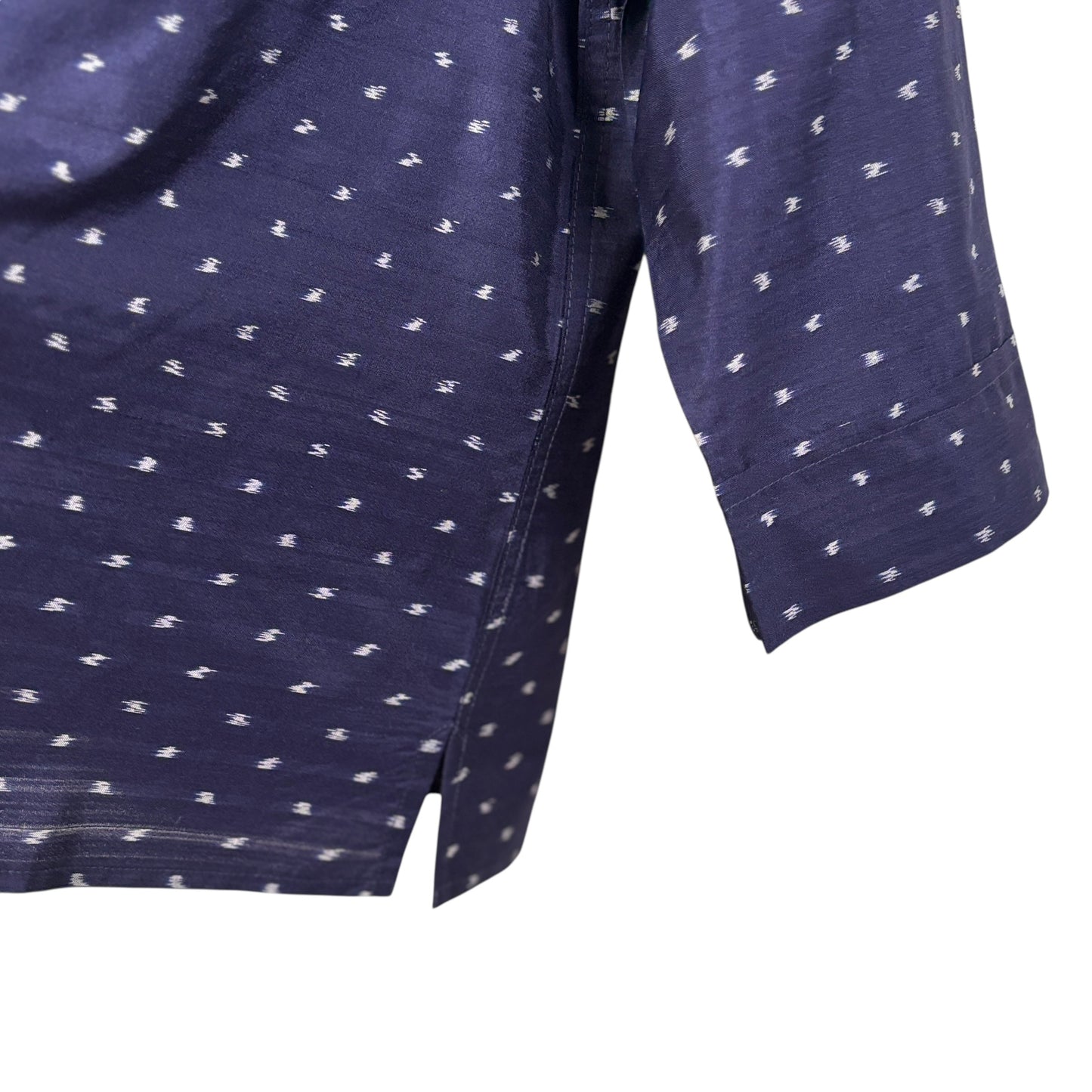 Uqnatu  ~  Camp Shirt - Navy Ikat Dot