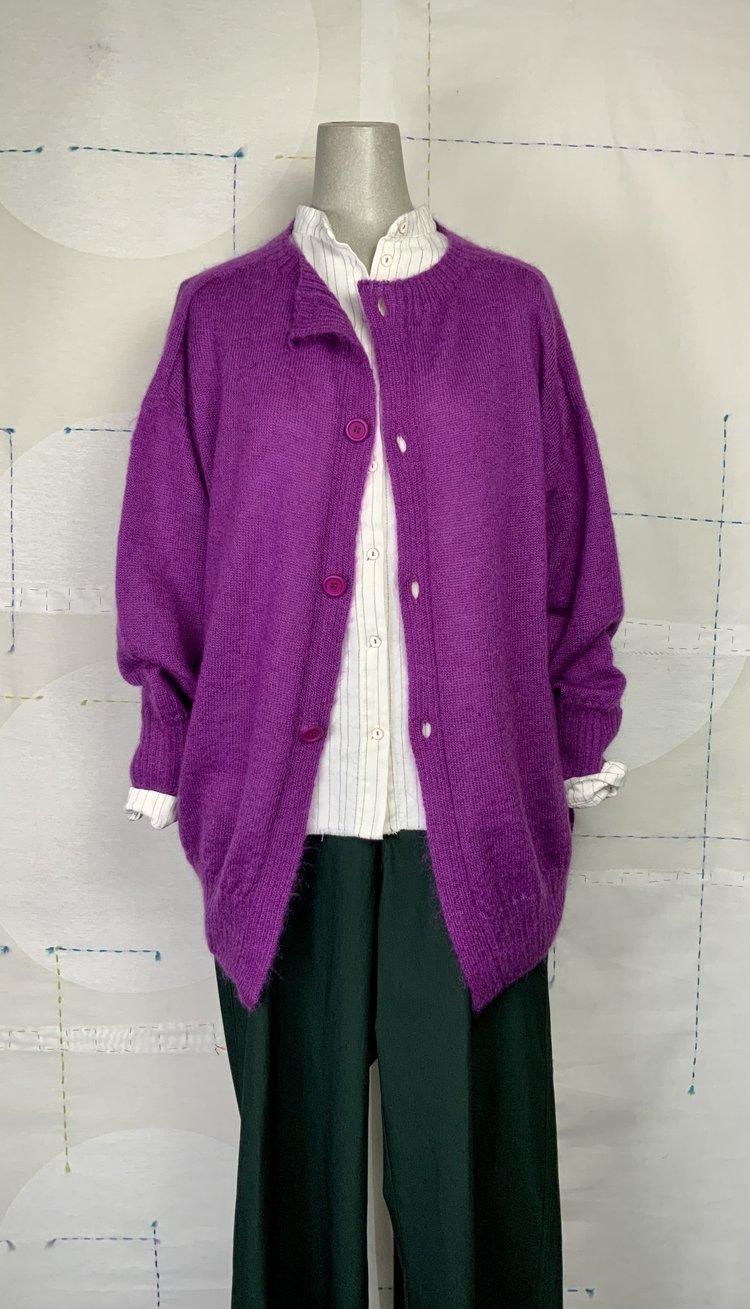 KnitKnit Mohair Cardigan-Lampone