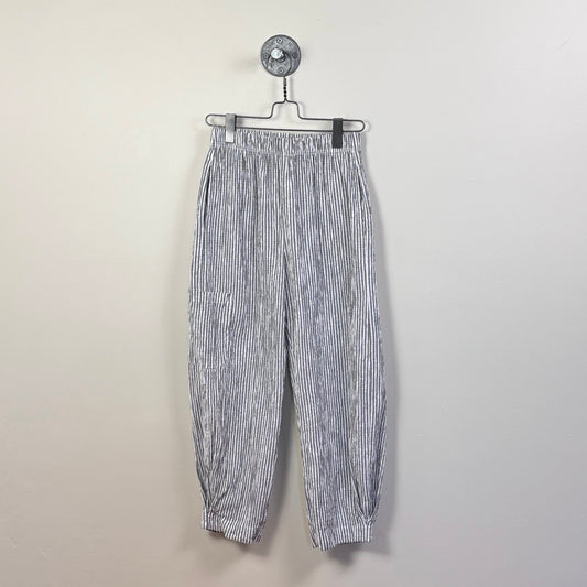 Cut Loose  ~  Crinkle Stripe Cargo Pants - Gray/White