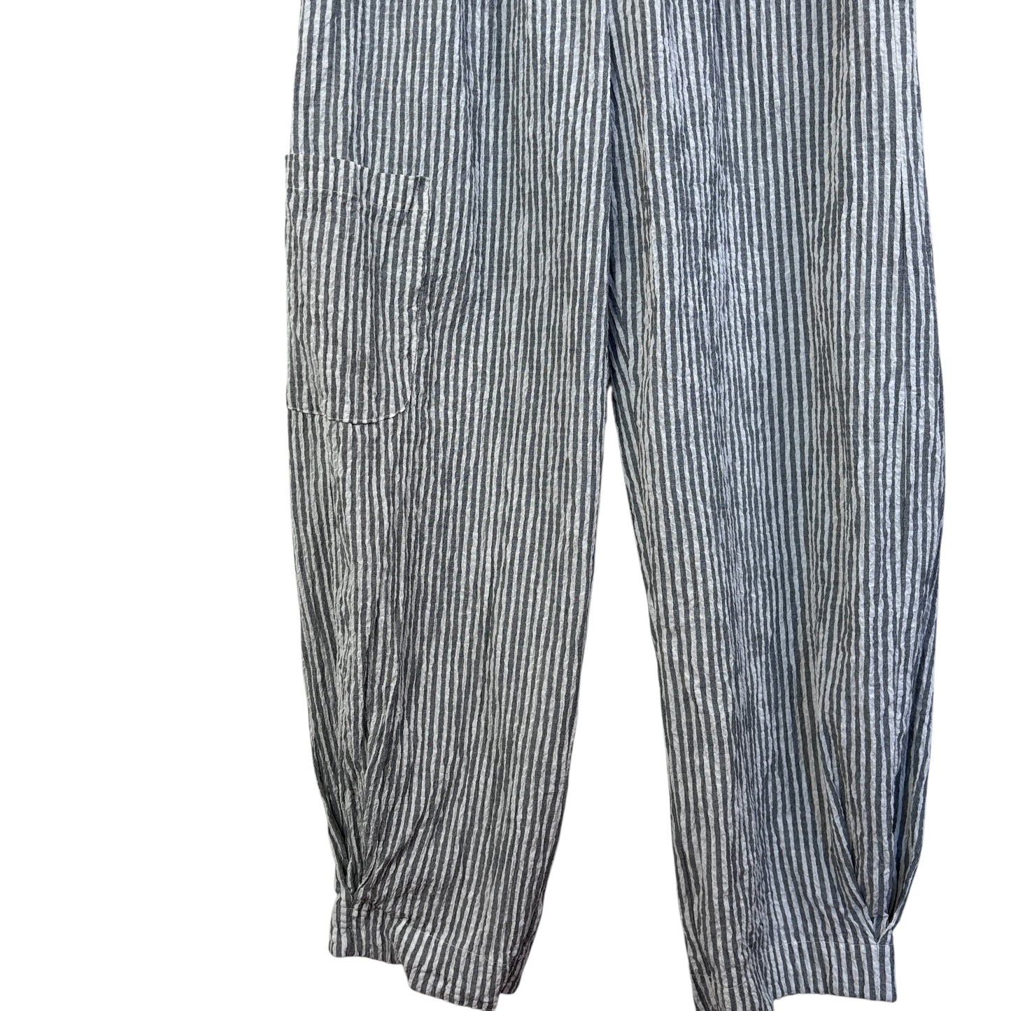 Cut Loose  ~  Crinkle Stripe Cargo Pants - Gray/White