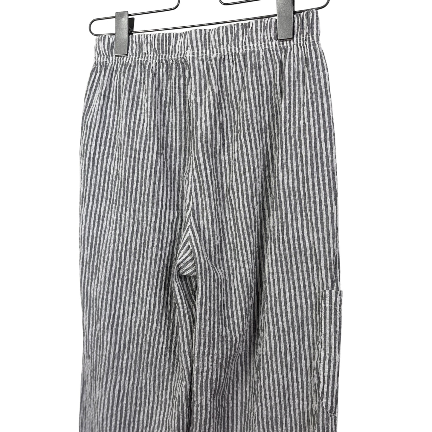 Cut Loose  ~  Crinkle Stripe Cargo Pants - Gray/White