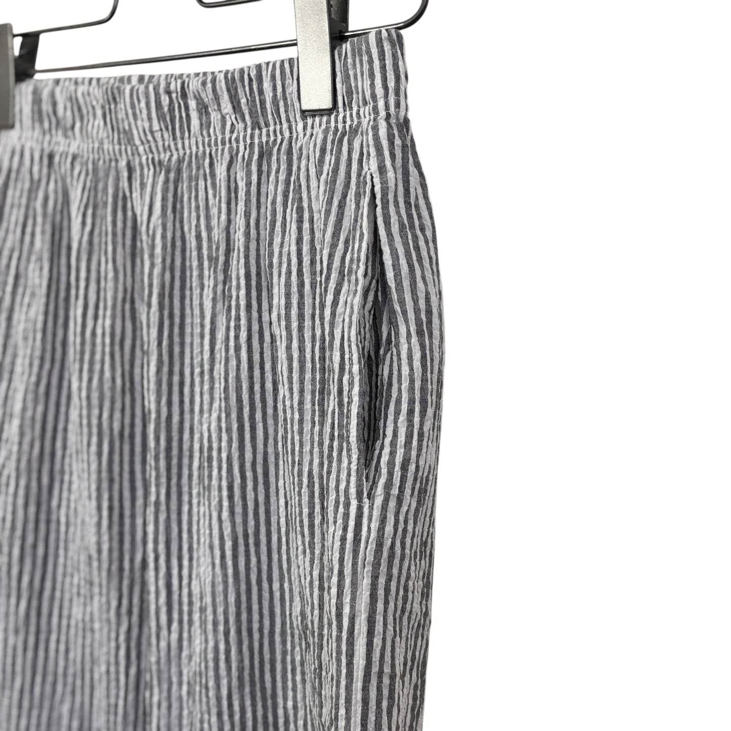 Cut Loose  ~  Crinkle Stripe Cargo Pants - Gray/White