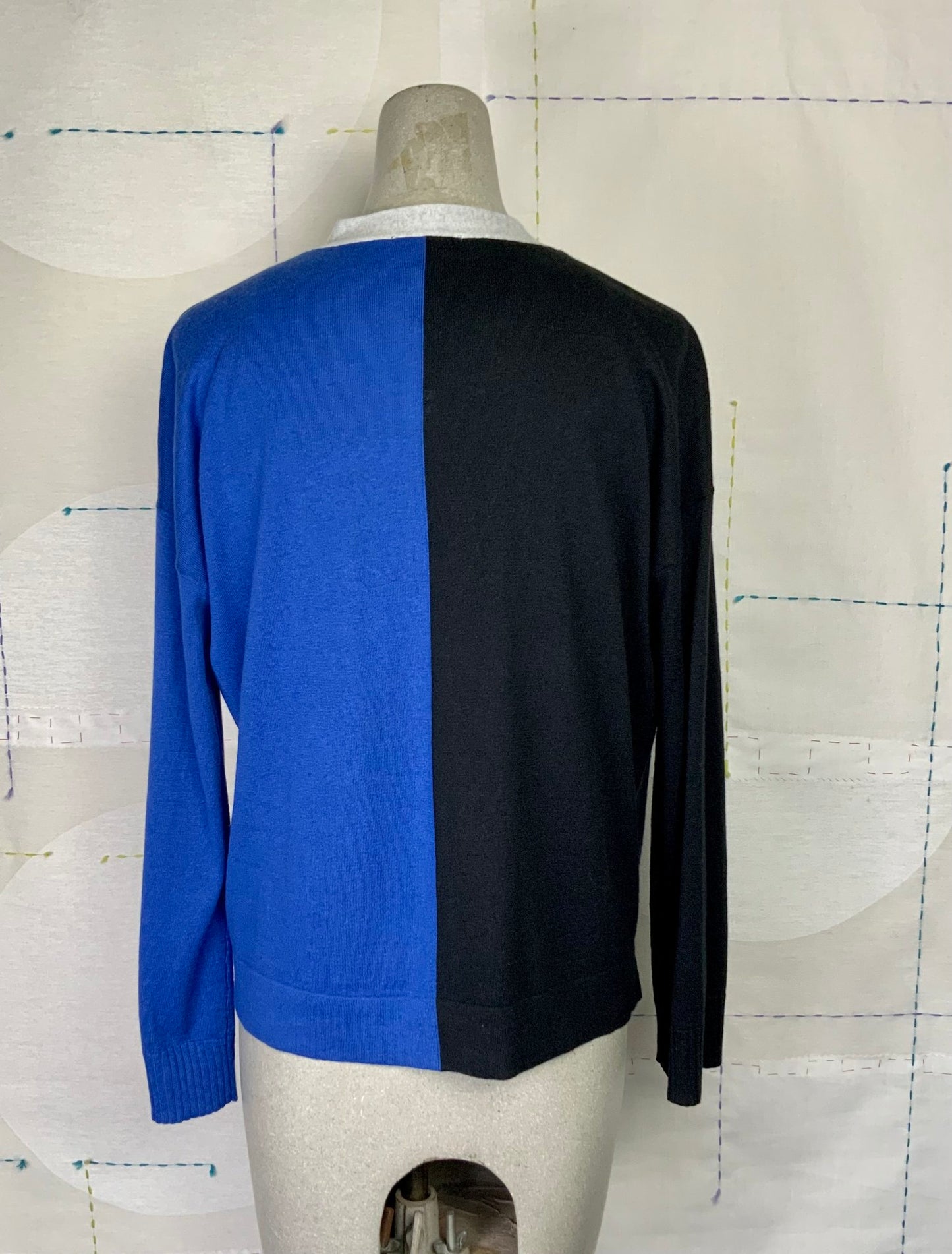 Lilla P. Pocket Cardigan Sweater-Cobalt/Black