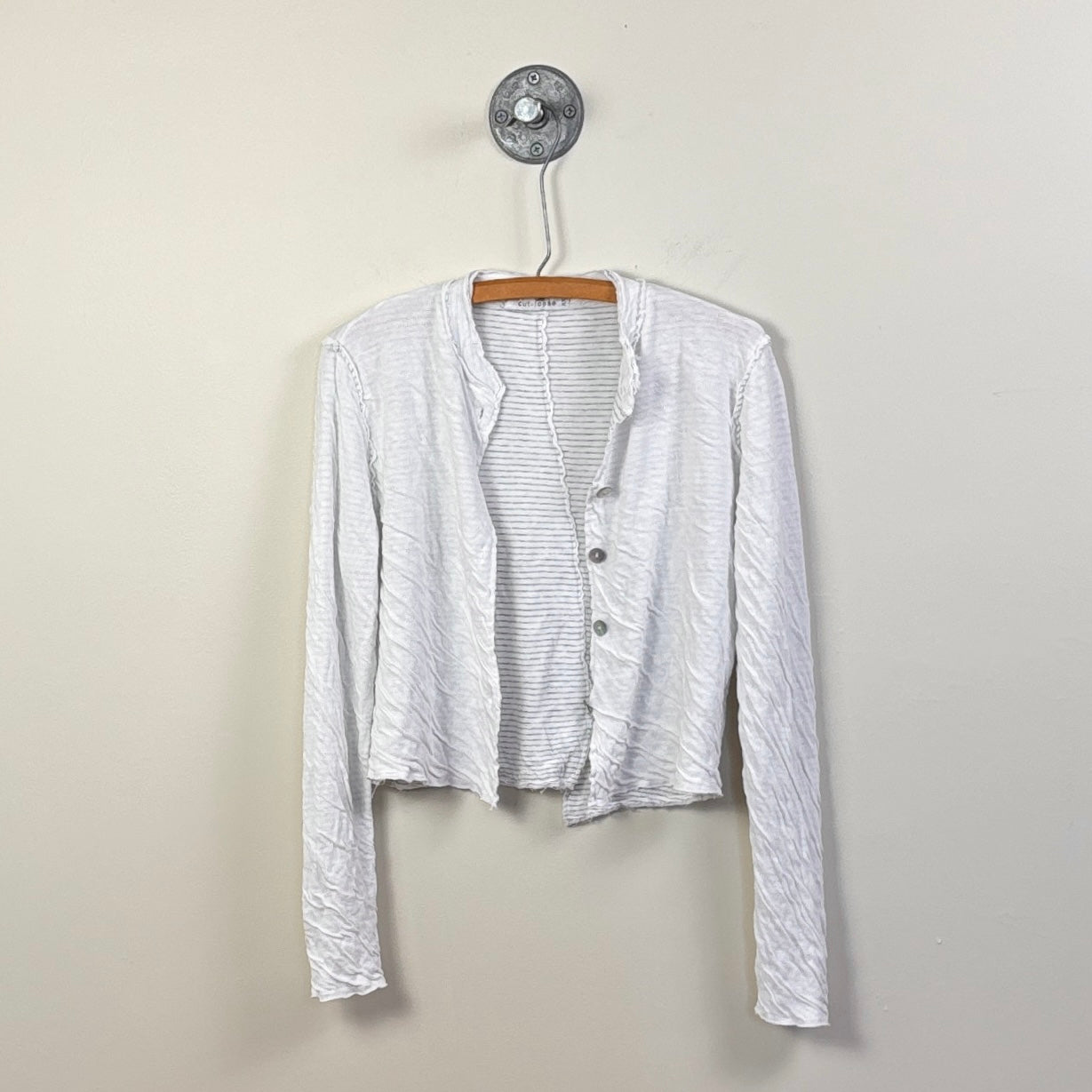 Cut Loose  ~  Cropped Asymmetrical Cardigan - White