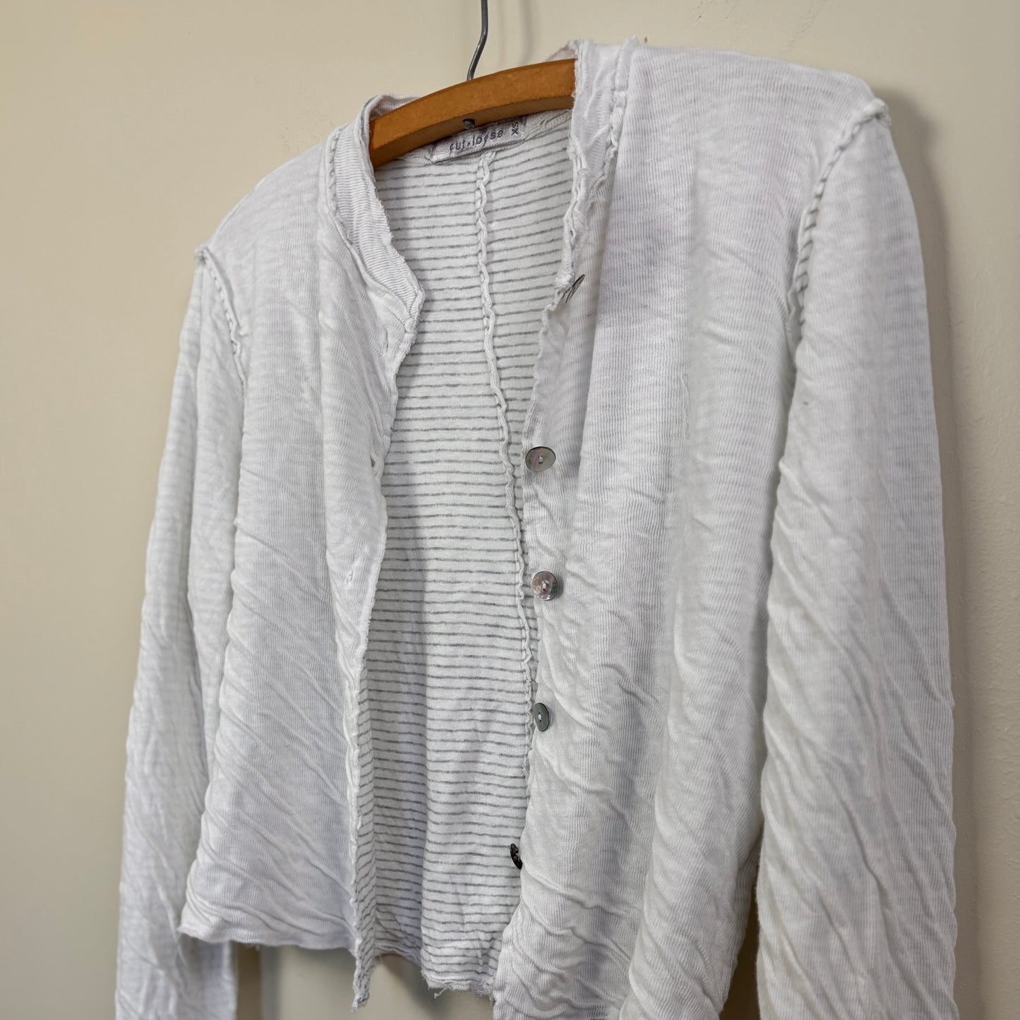 Cut Loose  ~  Cropped Asymmetrical Cardigan - White