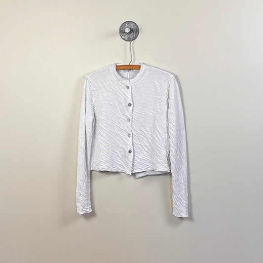 Cut Loose  ~  Cropped Asymmetrical Cardigan - White