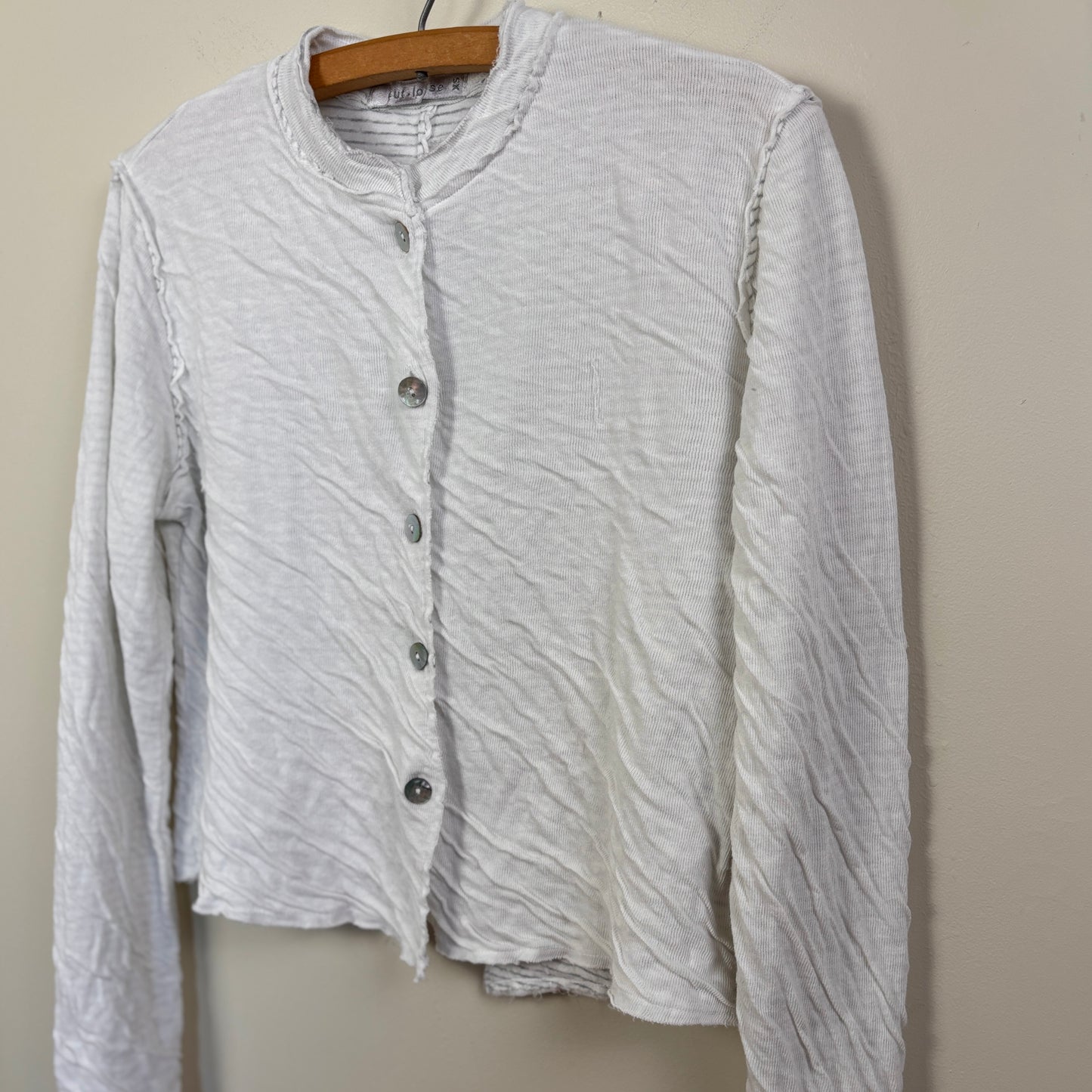 Cut Loose  ~  Cropped Asymmetrical Cardigan - White