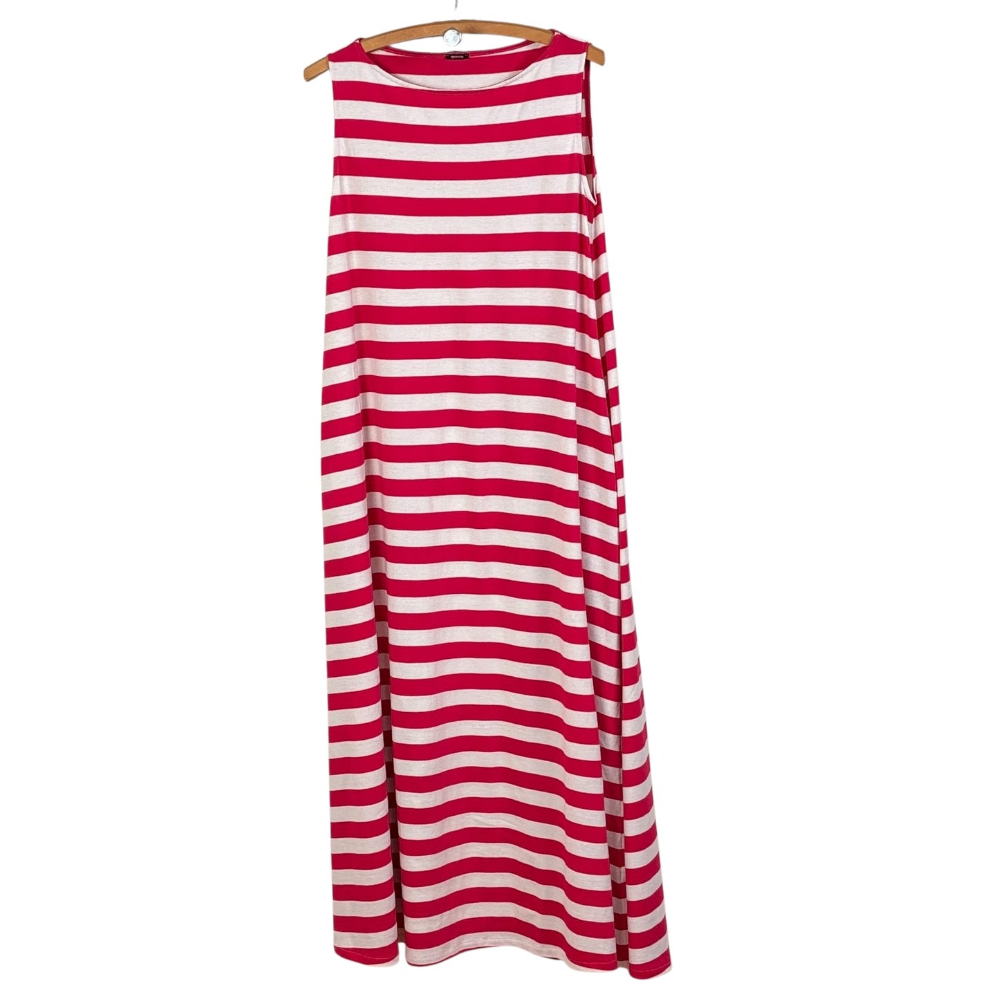Apuntob  ~  A-Line Jersey Maxi Dress - Raspberry/White
