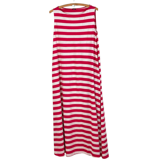 Apuntob  ~  A-Line Jersey Maxi Dress - Raspberry/White