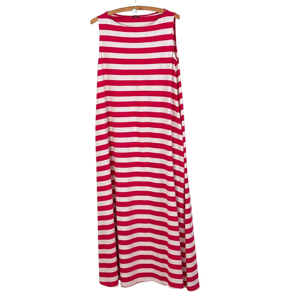 Apuntob  ~  A-Line Jersey Maxi Dress - Raspberry/White