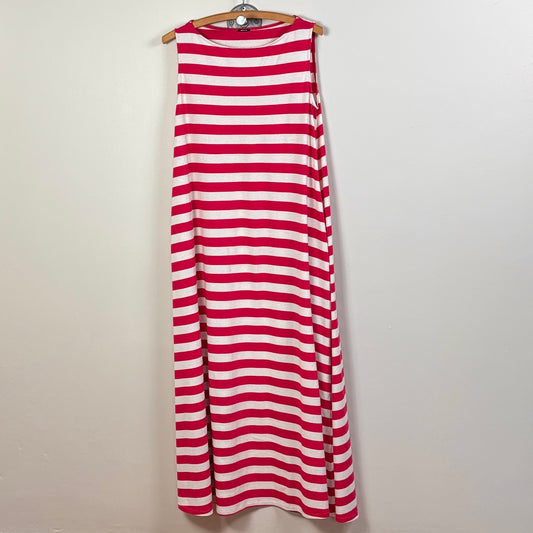 Apuntob  ~  A-Line Jersey Maxi Dress - Raspberry/White