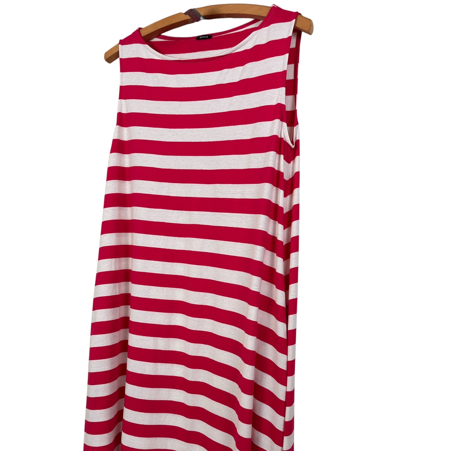 Apuntob  ~  A-Line Jersey Maxi Dress - Raspberry/White