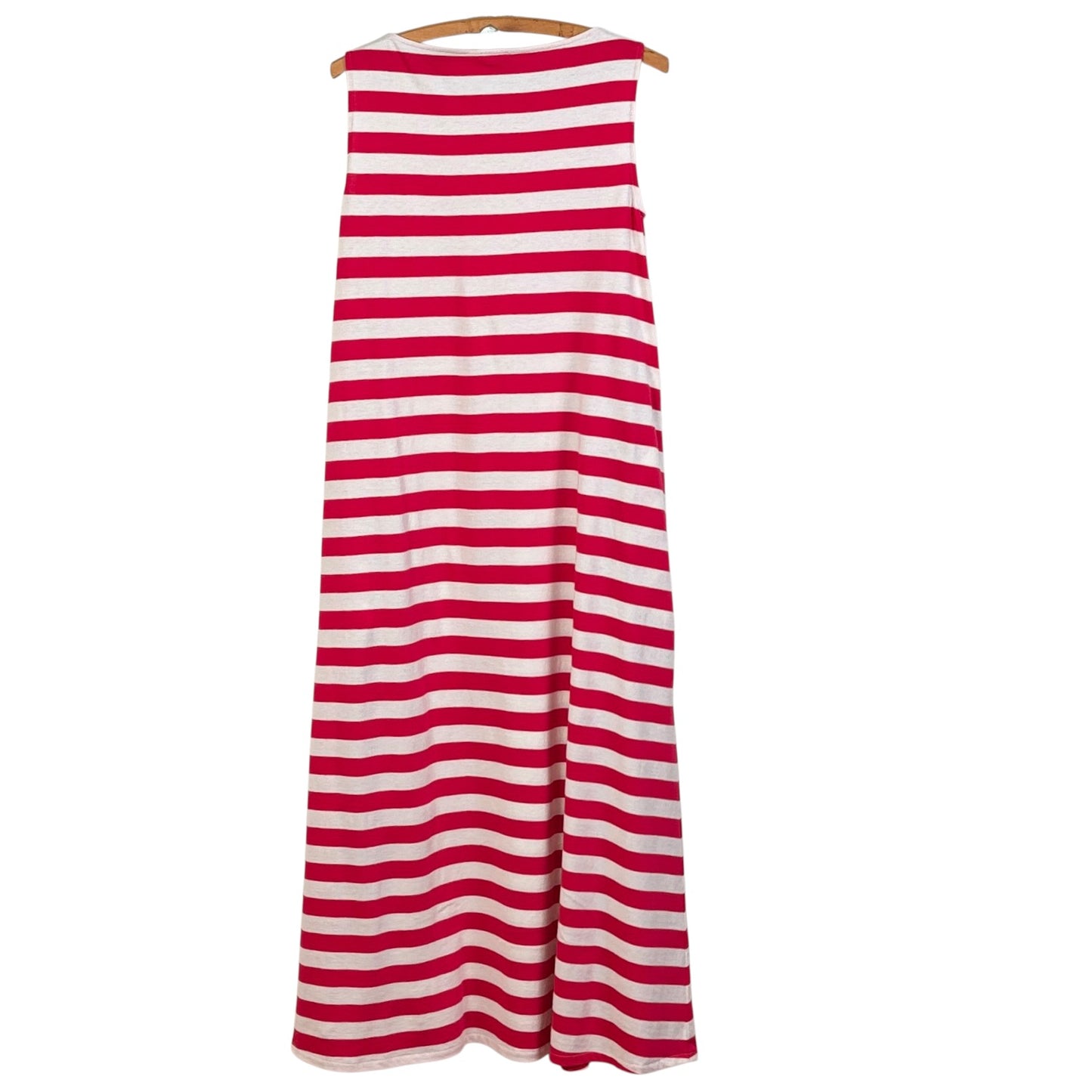 Apuntob  ~  A-Line Jersey Maxi Dress - Raspberry/White