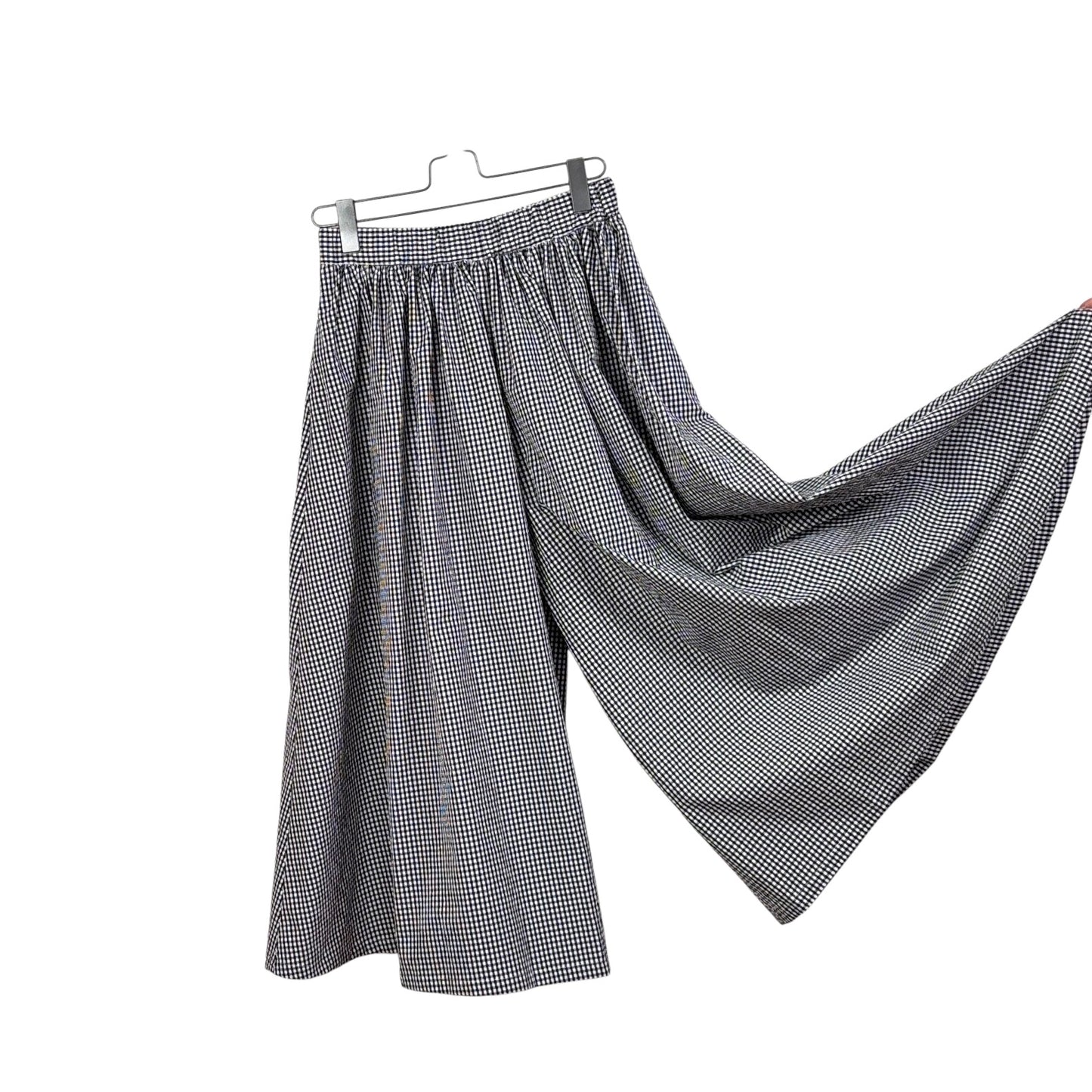 Apuntob  ~  Wide Mini Check Pants - Black/White